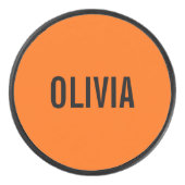 Sunset Orange Modern Name | Trendy Minimalistisch Eishockey Puck (Vorderseite)