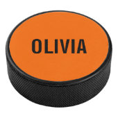 Sunset Orange Modern Name | Trendy Minimalistisch Eishockey Puck (3/4)