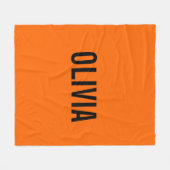 Sunset Orange Modern Name | Trendy Minimalistisch Fleecedecke (Vorderseite (Horizontal))
