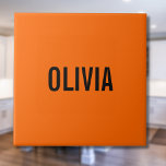 Sunset Orange Modern Name | Trendy Minimalistisch Fliese<br><div class="desc">Neon Sunset Orange | Personalisierter Name,  Nachname | Modernes und elegantes Design | Klassisches Design | Trendfarbe | Stilvoll und Mode | MINIMALISTISCH | Neuheit</div>