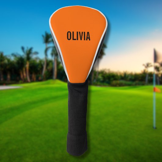 Sunset Orange Modern Name | Trendy Minimalistisch Golf Headcover