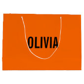 Sunset Orange Modern Name | Trendy Minimalistisch Große Geschenktüte (Rückseite)