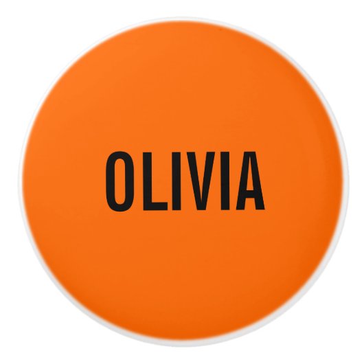 Sunset Orange Modern Name | Trendy Minimalistisch Keramikknauf (Vorderseite)