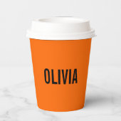 Sunset Orange Modern Name | Trendy Minimalistisch Pappbecher (Rückseite)