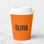 Sunset Orange Modern Name | Trendy Minimalistisch Pappbecher (Vorderseite)