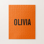Sunset Orange Modern Name | Trendy Minimalistisch Puzzle<br><div class="desc">Neon Sunset Orange | Personalisierter Name,  Nachname | Modernes und elegantes Design | Klassisches Design | Trendfarbe | Stilvoll und Mode | MINIMALISTISCH | Neuheit</div>