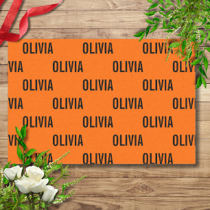 Sunset Orange Modern Name Trendy Minimalistisch Seidenpapier