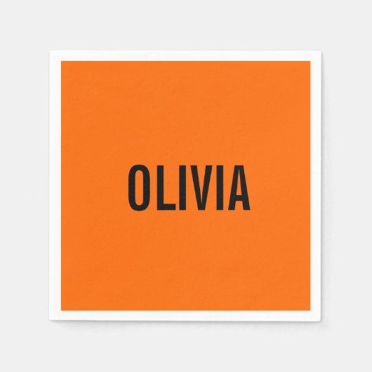 Sunset Orange Modern Name | Trendy Minimalistisch Serviette (Vorderseite)