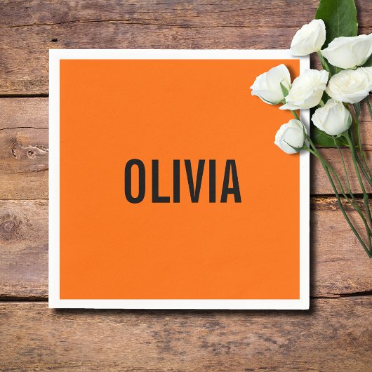Sunset Orange Modern Name | Trendy Minimalistisch Serviette