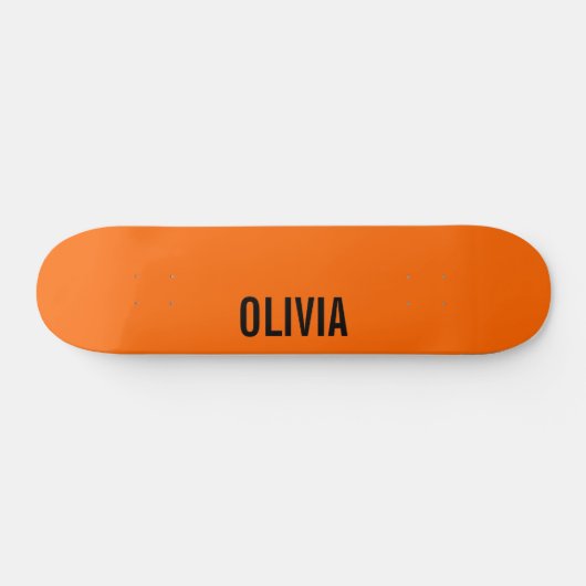 Sunset Orange Modern Name | Trendy Minimalistisch Skateboard (Horizontal)