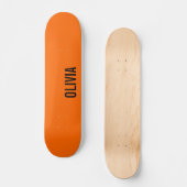 Sunset Orange Modern Name | Trendy Minimalistisch Skateboard (Vorderseite)
