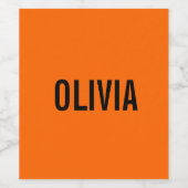 Sunset Orange Modern Name | Trendy Minimalistisch Weinetikett (Einzelnes Label)