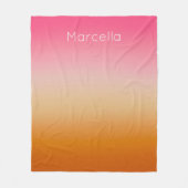 Sunset Orange Pink Ombré Individuelle Name Fleecedecke (Vorderseite)