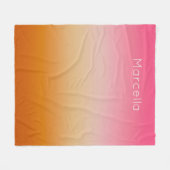 Sunset Orange Pink Ombré Individuelle Name Fleecedecke (Vorderseite (Horizontal))