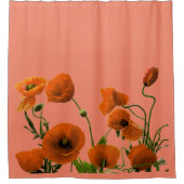 Sunset Orange Poppy Blume Blumenmuster Niedlich Duschvorhang (Vorderseite)