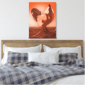 Sunset-Orange Rooster Landbauernhof Leinwanddruck (Insitu (Schlafzimmer))