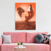 Sunset-Orange Rooster Landbauernhof Leinwanddruck (Insitu (Wohnzimmer))