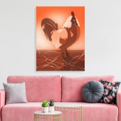 Sunset-Orange Rooster Landbauernhof Leinwanddruck (Insitu (Wohnzimmer))
