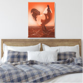 Sunset-Orange Rooster Landbauernhof Leinwanddruck (Insitu (Schlafzimmer))
