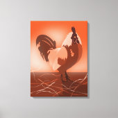 Sunset-Orange Rooster Landbauernhof Leinwanddruck (Vorderseite)