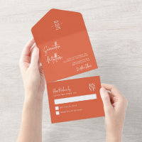 Sunset Orange Simple Moderne Minimalistische Hochz