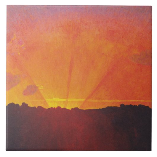 Sunset, Orange Sky (von Félix Vallotton) Fliese (Vorderseite)