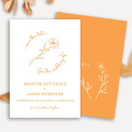 Sunset Orange Wildblume Save the Date Einladung
