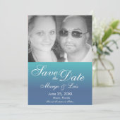 Sunset Orangle Aquamarin Gradient Save the Date Einladung (Stehend Vorderseite)