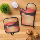 Sunset Oven Mitten und Pot Stand Ofenhandschuh & Topflappen-Set (Oben Unten)
