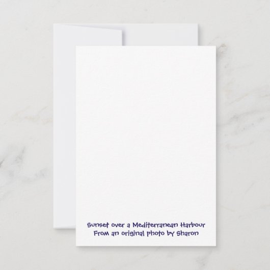 Sunset over a Mediterranean Harbour Einladung (Rückseite)