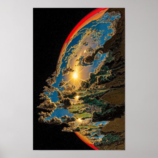 Sunset Over Alien Planet C Poster (Vorne)