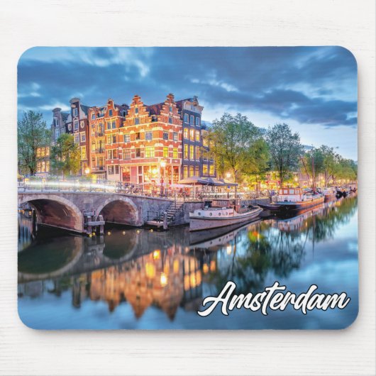 Sunset Over Amsterdam, Niederlande Mousepad (Vorne)