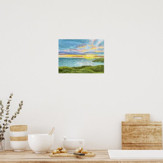 Sunset Over Annestown Beach in Wexford, Irland Poster (Küche)