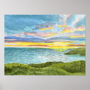 Sunset Over Annestown Beach in Wexford, Irland Poster