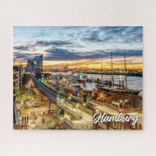 Sunset Over Beautiful Hamburg, Deutschland Puzzle