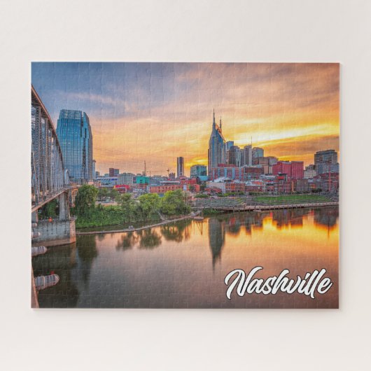 Sunset Over Beautiful Nashville, Tennessee, USA Puzzle (Horizontal)