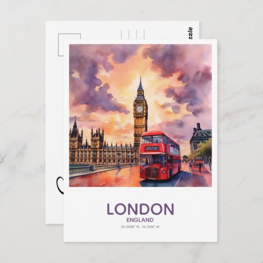 Sunset Over Big Ben - Save the Date in England Postkarte (Vorne/Hinten)