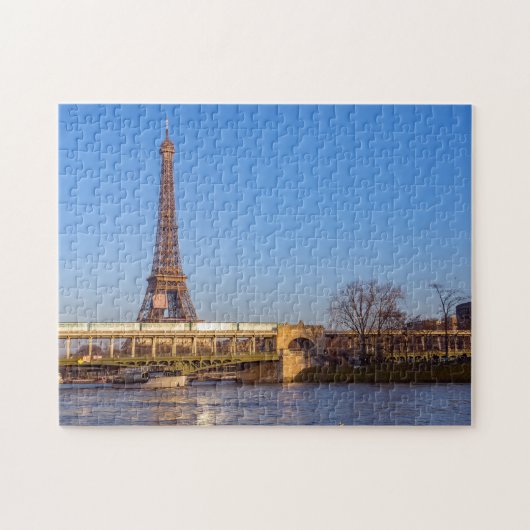 Sunset over Bir-hakeim bridge - Paris, Frankreich Puzzle (Horizontal)