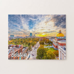 Sunset Over Boston, Massachusetts, USA Puzzle