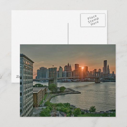 Sunset over Brooklyn Bridge Postkarte (Vorne/Hinten)