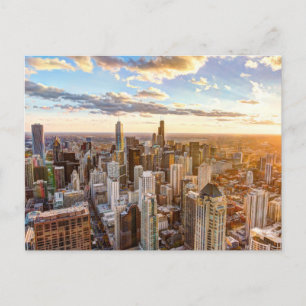 Sunset Over Chicago Postkarte