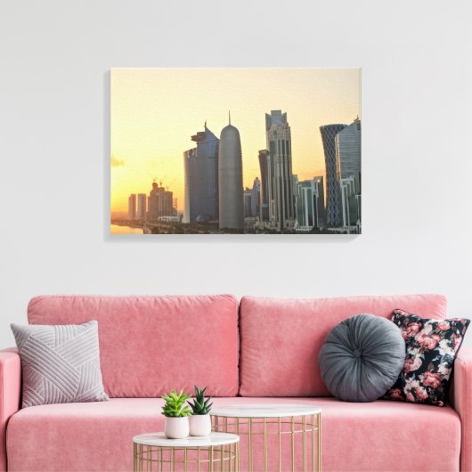 Sunset over Doha, Katar Leinwand drucken (Insitu (Wohnzimmer))