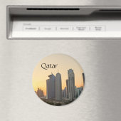 Sunset over Doha, Katar Magnet mit Text (In Situ (Geschirrspüler))