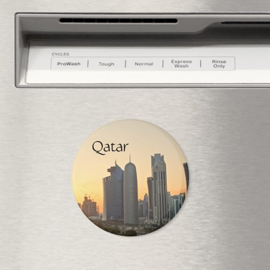 Sunset over Doha, Katar Magnet mit Text (In Situ (Geschirrspüler))