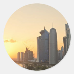 Sunset over Doha, Katar Round Aufkleber