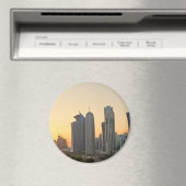 Sunset over Doha, Katar, runder Magnet (In Situ (Geschirrspüler))