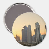 Sunset over Doha, Katar, runder Magnet (Vorderseite/Rückseite)