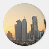 Sunset over Doha, Katar, runder Magnet