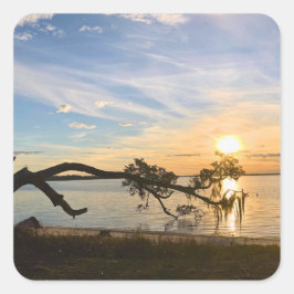 Sunset Over East Bay Quadratischer Aufkleber