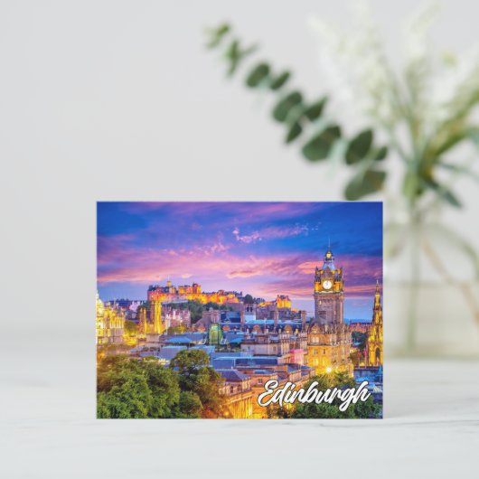 Sunset Over Edinburgh, Schottland Postkarte (Stehend Vorderseite)